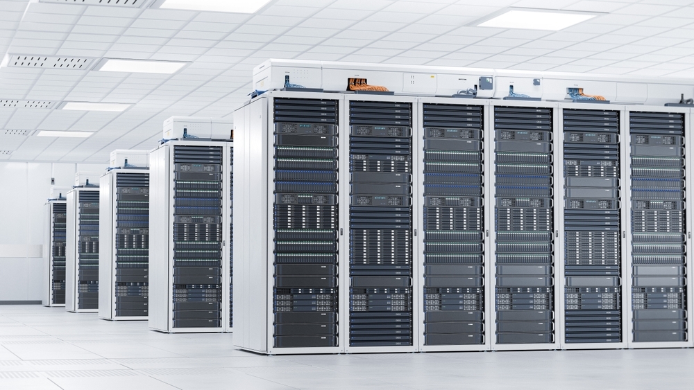 A server room training computers on AI